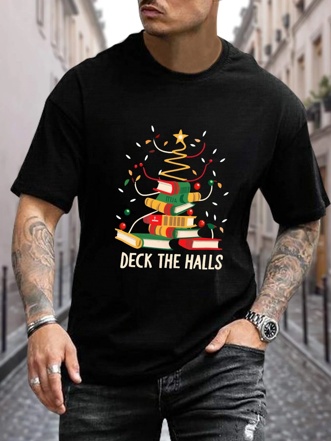 Men's Bookmas T-Shirt - "Deck the Halls"