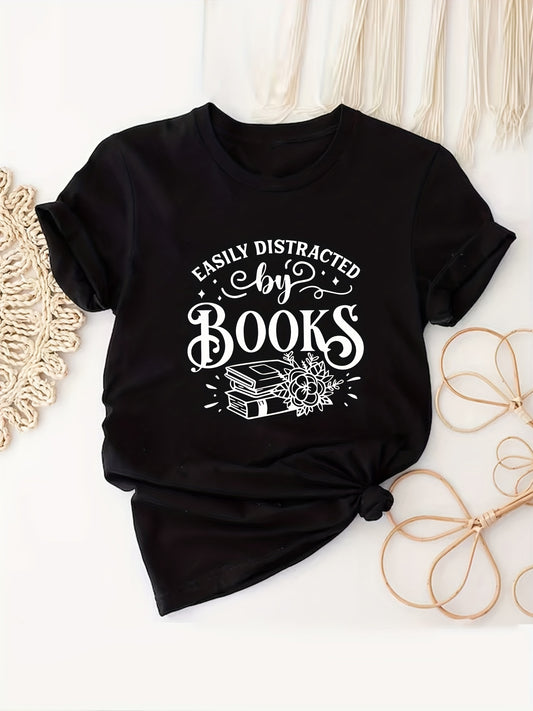 Women's Plus Size T-Sgirt - "Easily Distracted by Books"