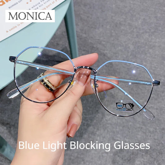 Monica Blue Light Blocking Glasses (Large Wire Frame)